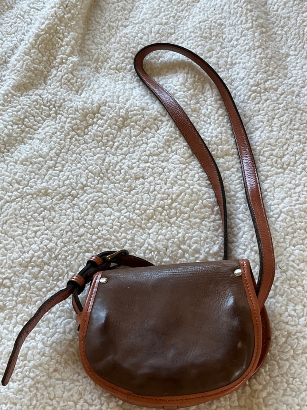 Ralph Lauren Brown and Tan Leather Crossbody Saddle Bag - Picture 5 of 5